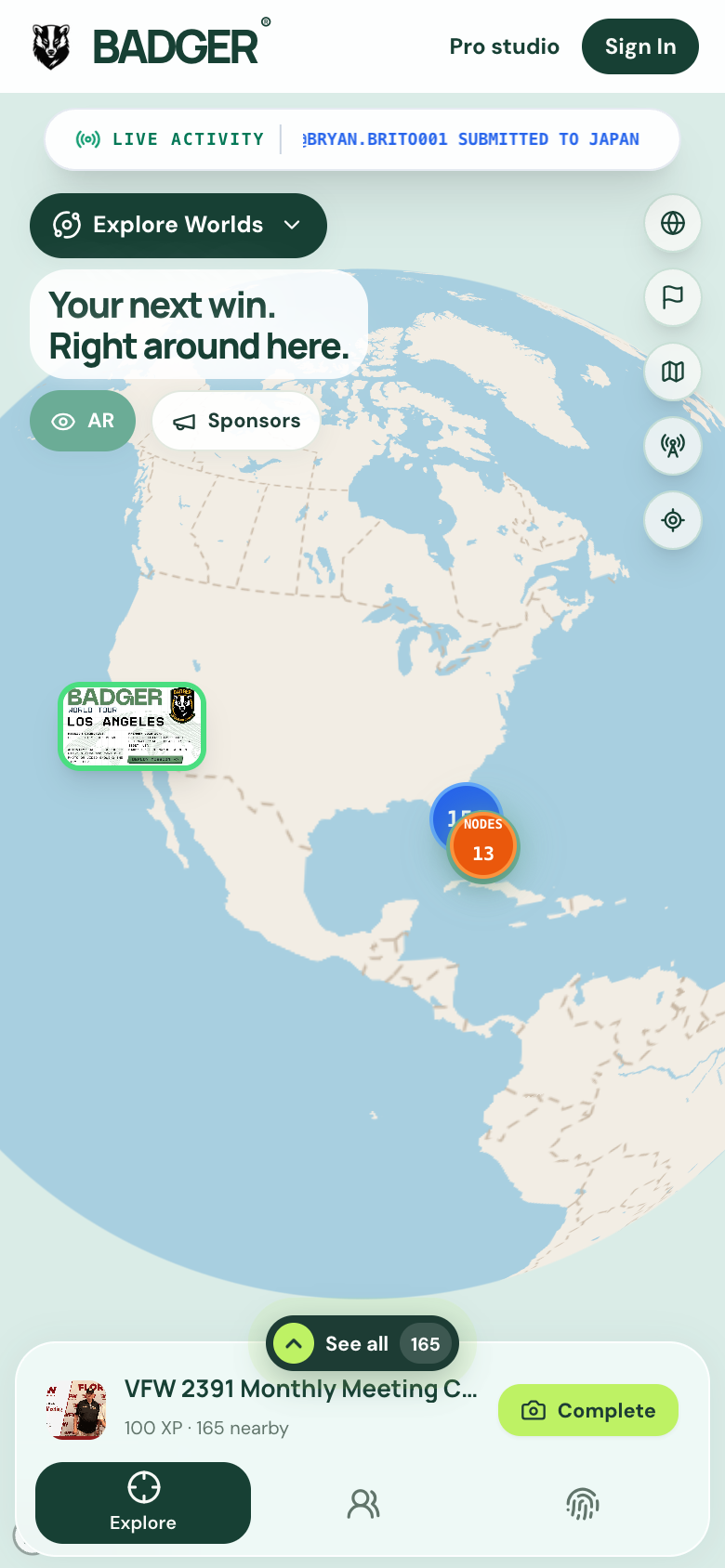 Explore on mobile with the collapsed mission sheet